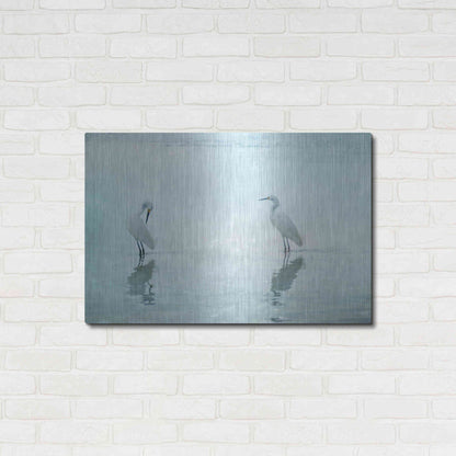Luxe Metal Art 'White Cranes by Hannes Cmarits Metal Wall Art,36x24