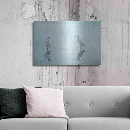 Luxe Metal Art 'White Cranes by Hannes Cmarits Metal Wall Art,36x24