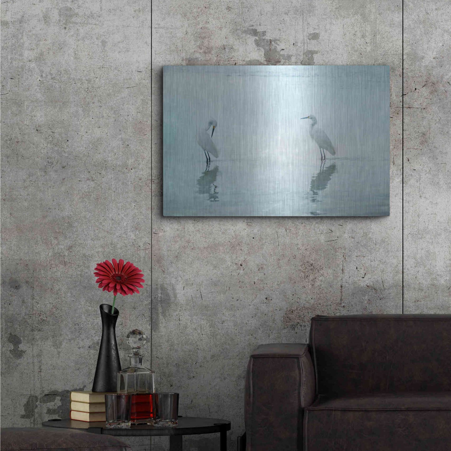 Luxe Metal Art 'White Cranes by Hannes Cmarits Metal Wall Art,36x24