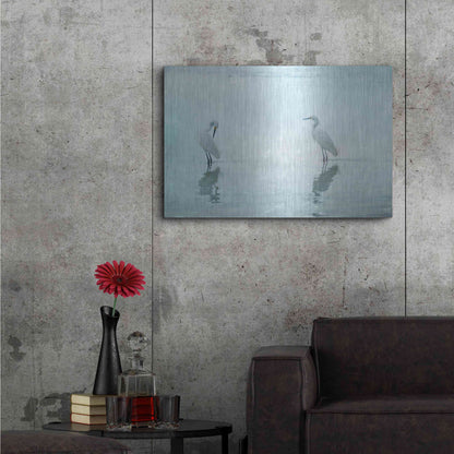 Luxe Metal Art 'White Cranes by Hannes Cmarits Metal Wall Art,36x24