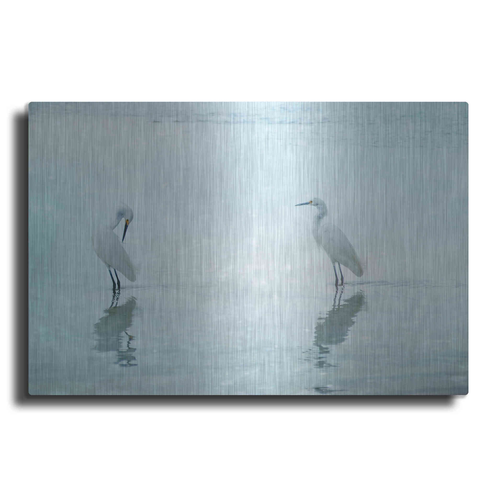 Luxe Metal Art 'White Cranes by Hannes Cmarits Metal Wall Art
