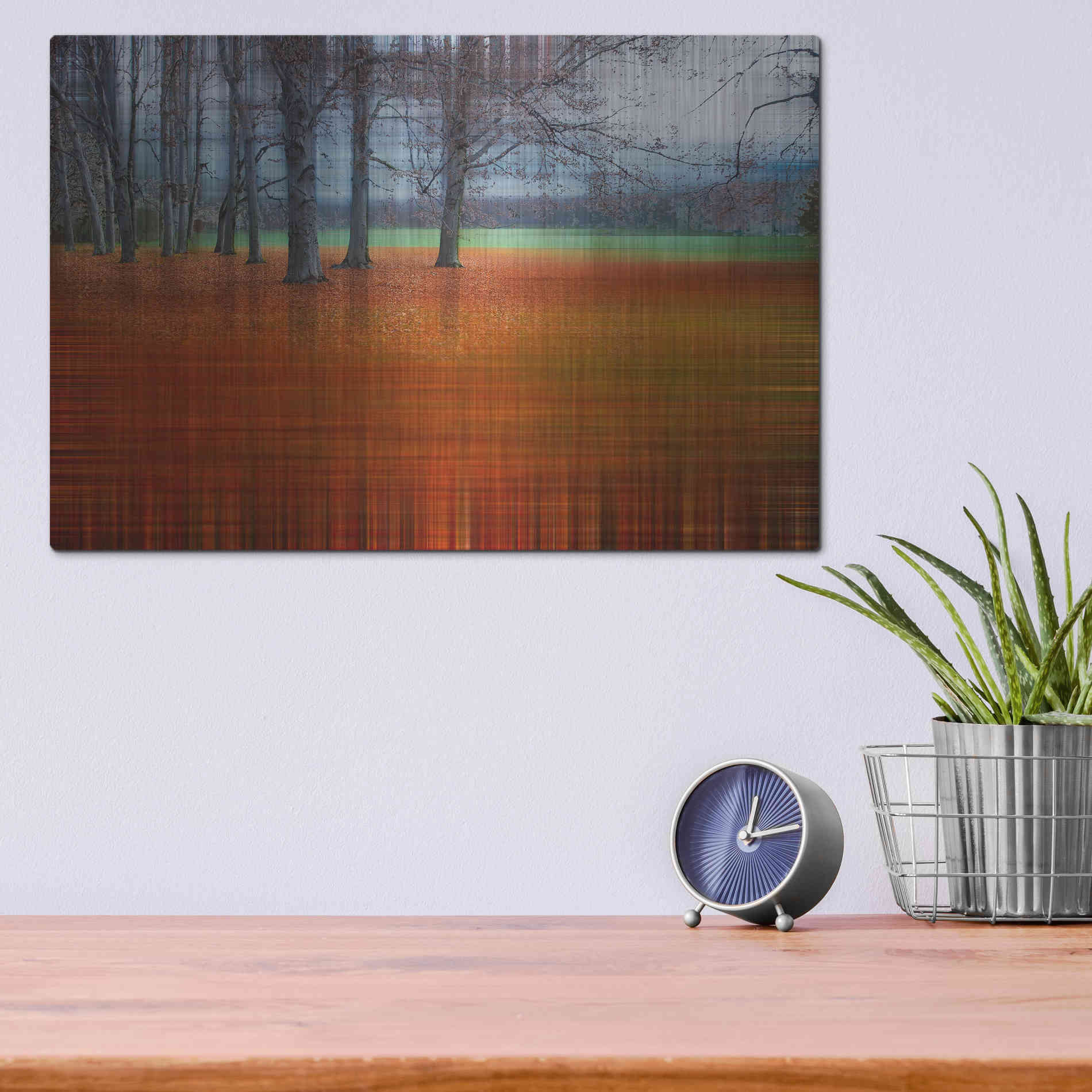 Luxe Metal Art 'Abstract Autumn by Hannes Cmarits Metal Wall Art,16x12