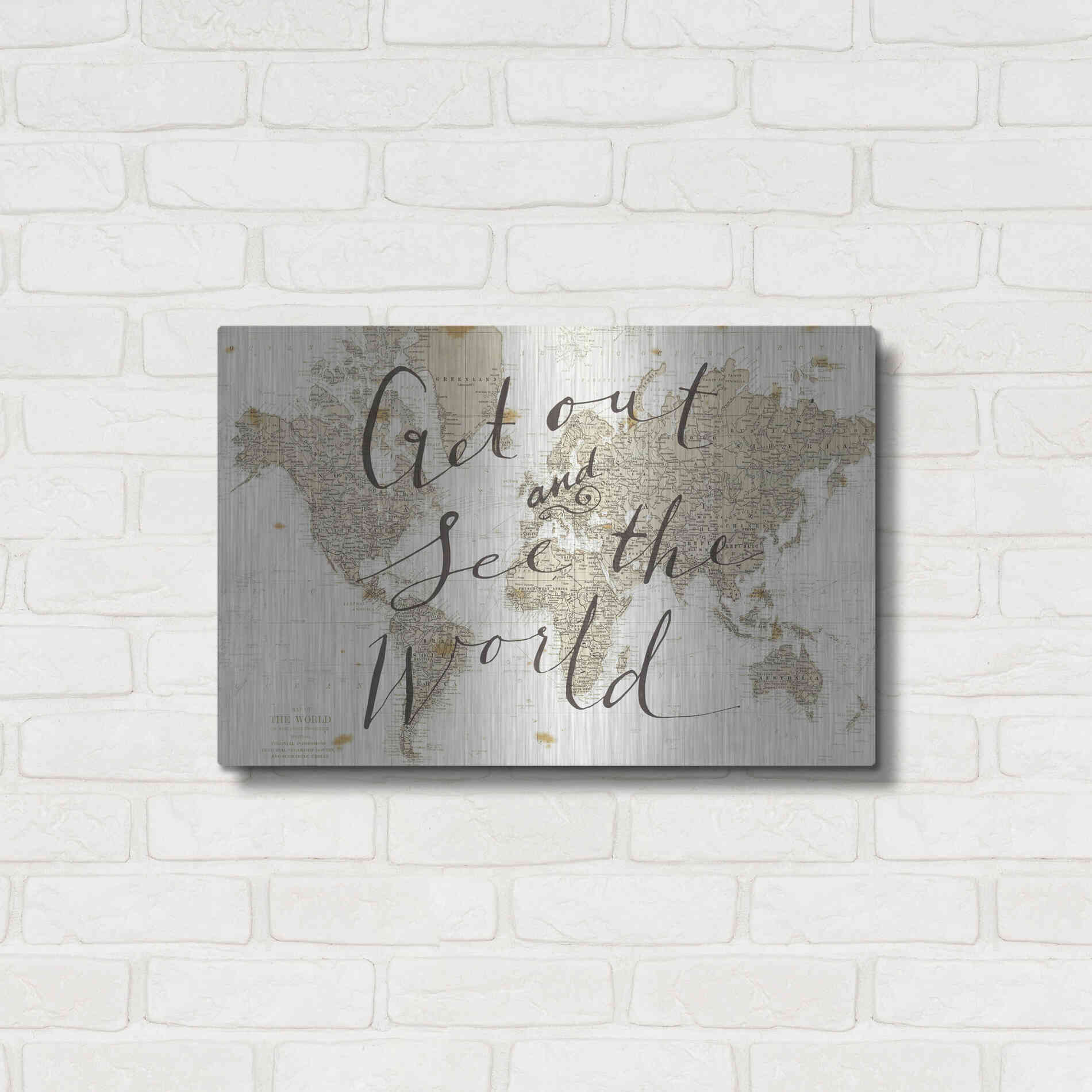 Luxe Metal Art 'Get Out and See the World' by Sara Zieve Miller, Metal Wall Art,24x16