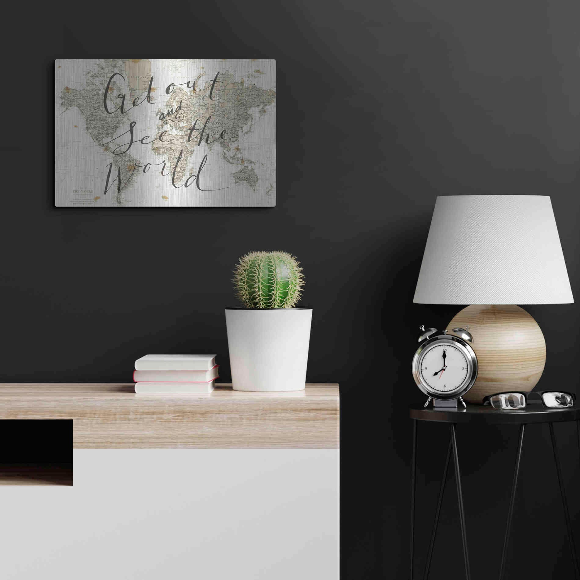 Luxe Metal Art 'Get Out and See the World' by Sara Zieve Miller, Metal Wall Art,24x16