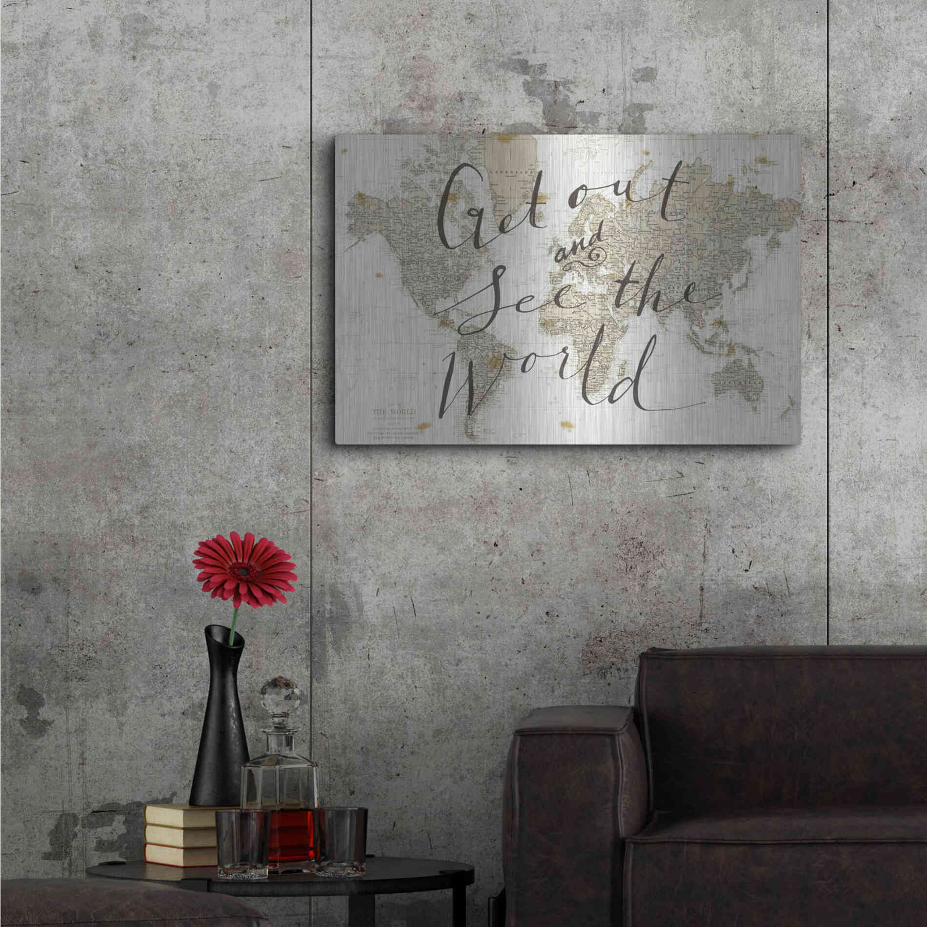 Luxe Metal Art 'Get Out and See the World' by Sara Zieve Miller, Metal Wall Art,36x24
