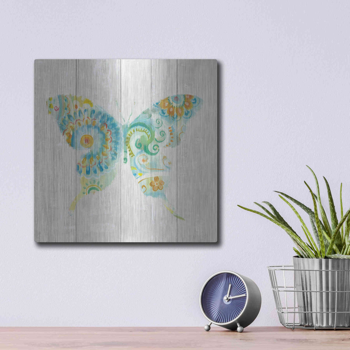Luxe Metal Art 'Spring Dream Paisley IX' by Danhui Nai, Metal Wall Art,12x12