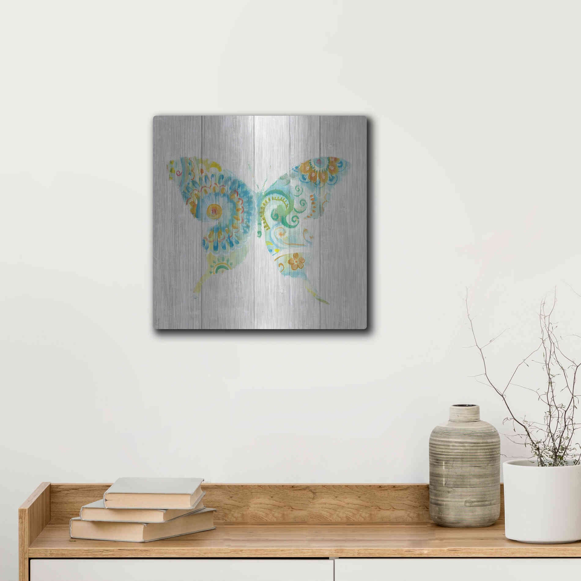 Luxe Metal Art 'Spring Dream Paisley IX' by Danhui Nai, Metal Wall Art,12x12