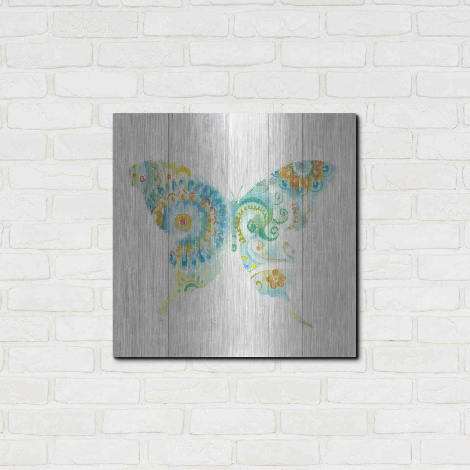 Luxe Metal Art 'Spring Dream Paisley IX' by Danhui Nai, Metal Wall Art,24x24