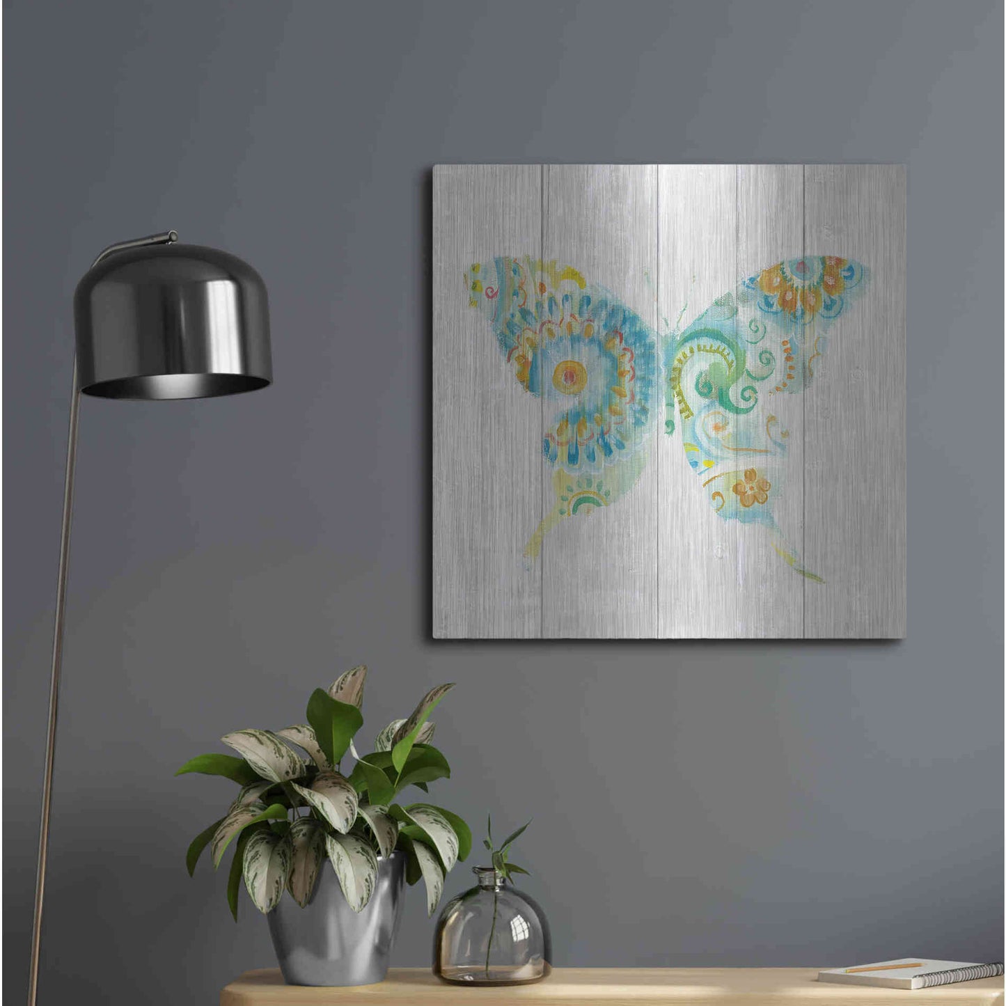 Luxe Metal Art 'Spring Dream Paisley IX' by Danhui Nai, Metal Wall Art,24x24