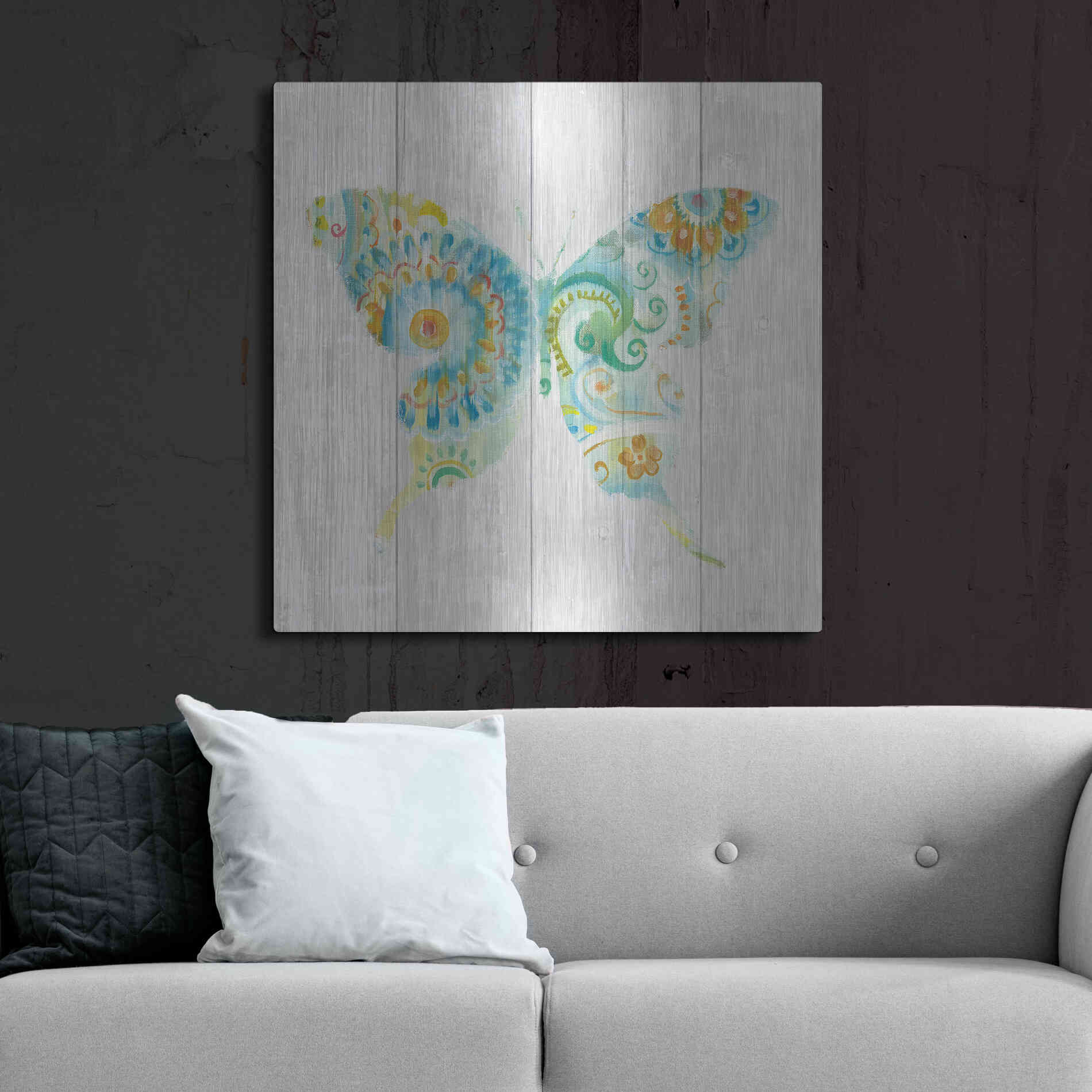 Luxe Metal Art 'Spring Dream Paisley IX' by Danhui Nai, Metal Wall Art,36x36