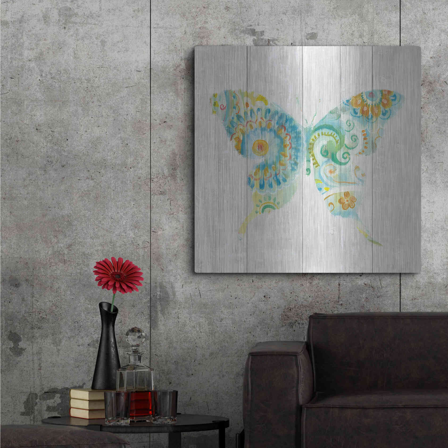 Luxe Metal Art 'Spring Dream Paisley IX' by Danhui Nai, Metal Wall Art,36x36