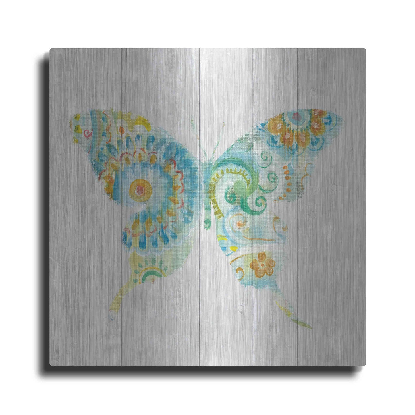 Luxe Metal Art 'Spring Dream Paisley IX' by Danhui Nai, Metal Wall Art