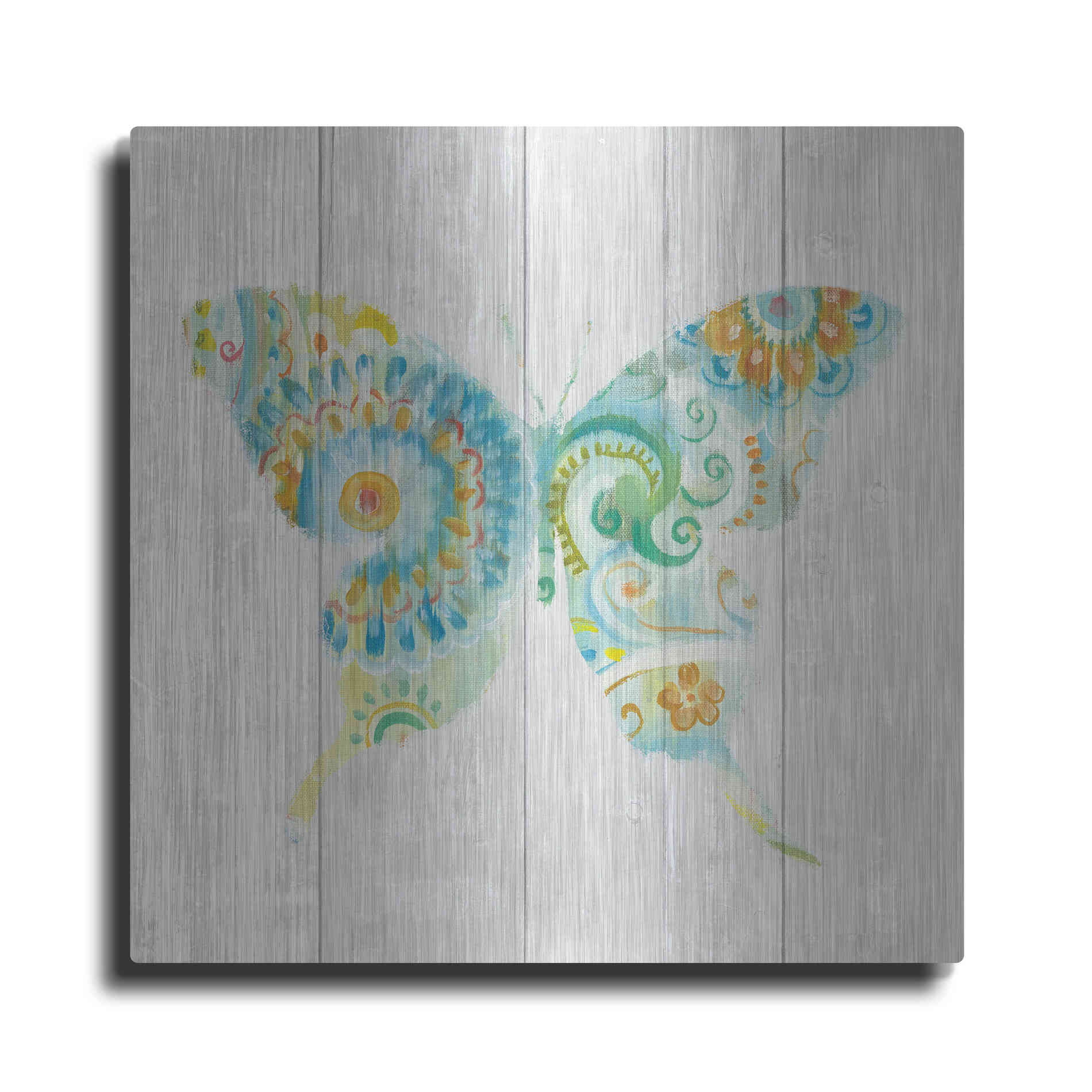 Luxe Metal Art 'Spring Dream Paisley IX' by Danhui Nai, Metal Wall Art