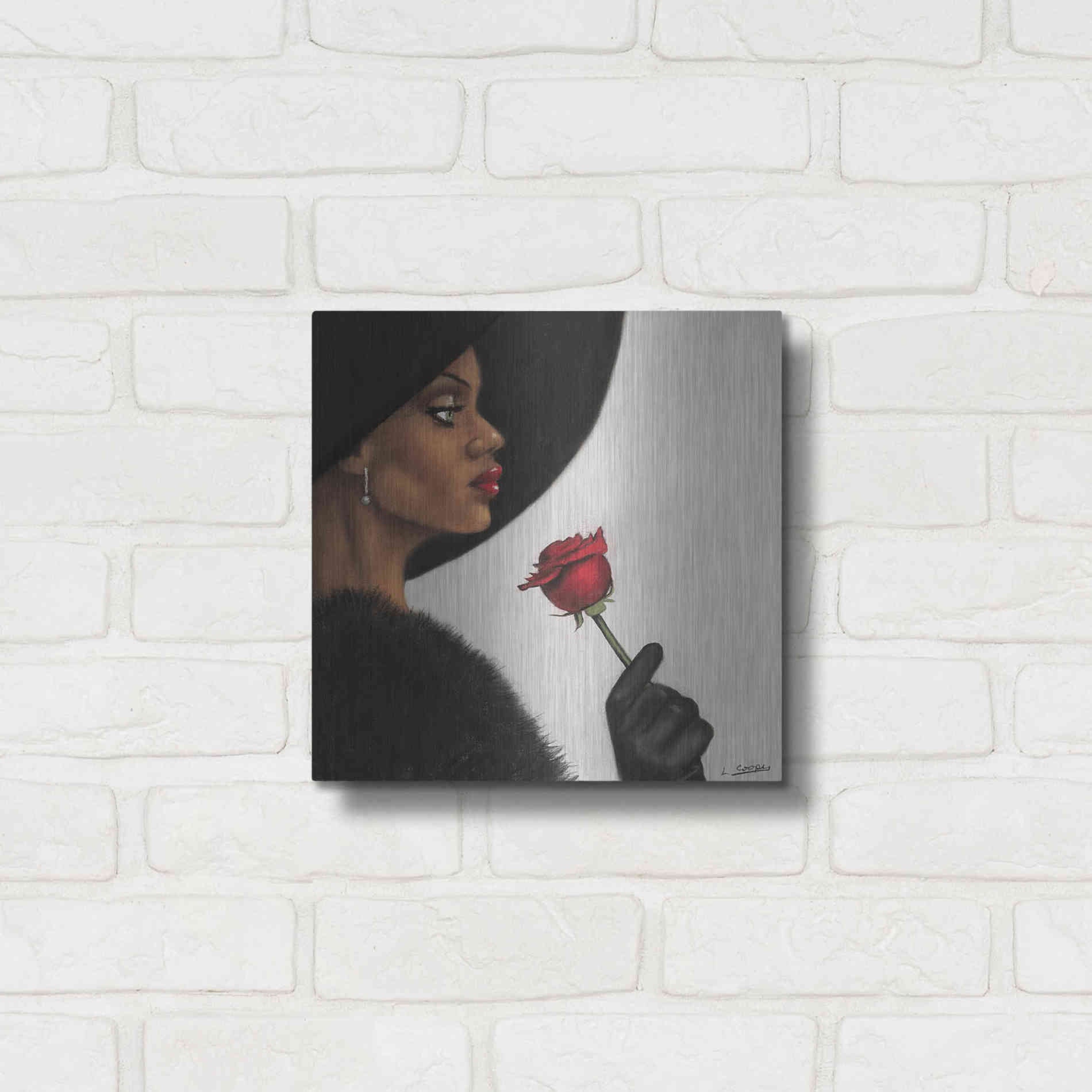 Luxe Metal Art 'Rose by Laurie Cooper Metal Wall Art,12x12