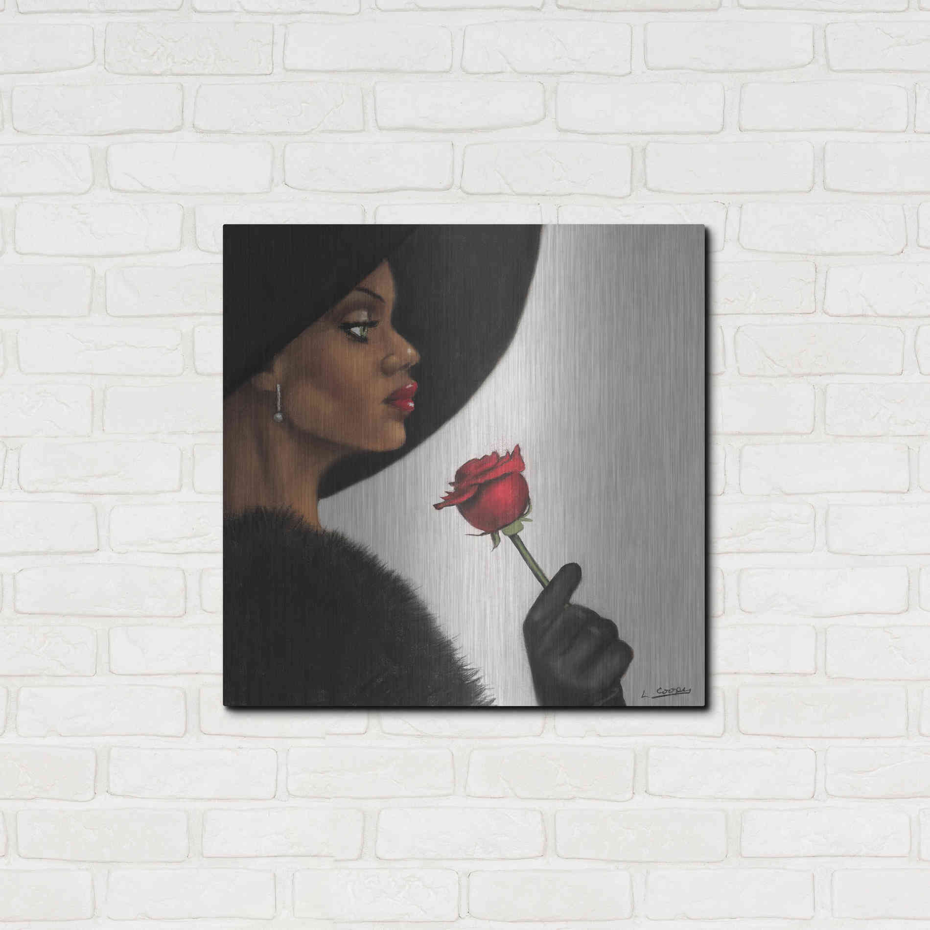 Luxe Metal Art 'Rose by Laurie Cooper Metal Wall Art,24x24