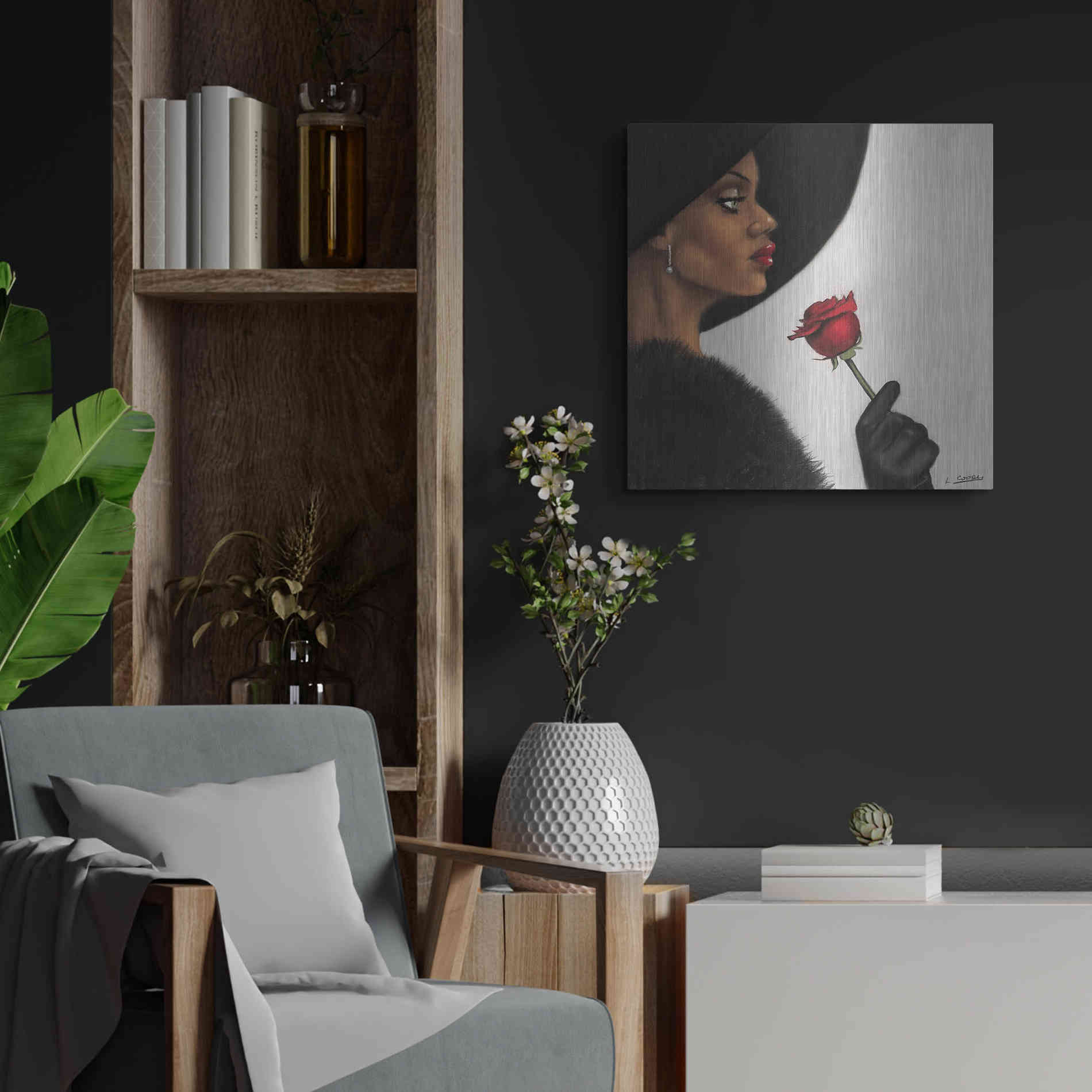 Luxe Metal Art 'Rose by Laurie Cooper Metal Wall Art,24x24