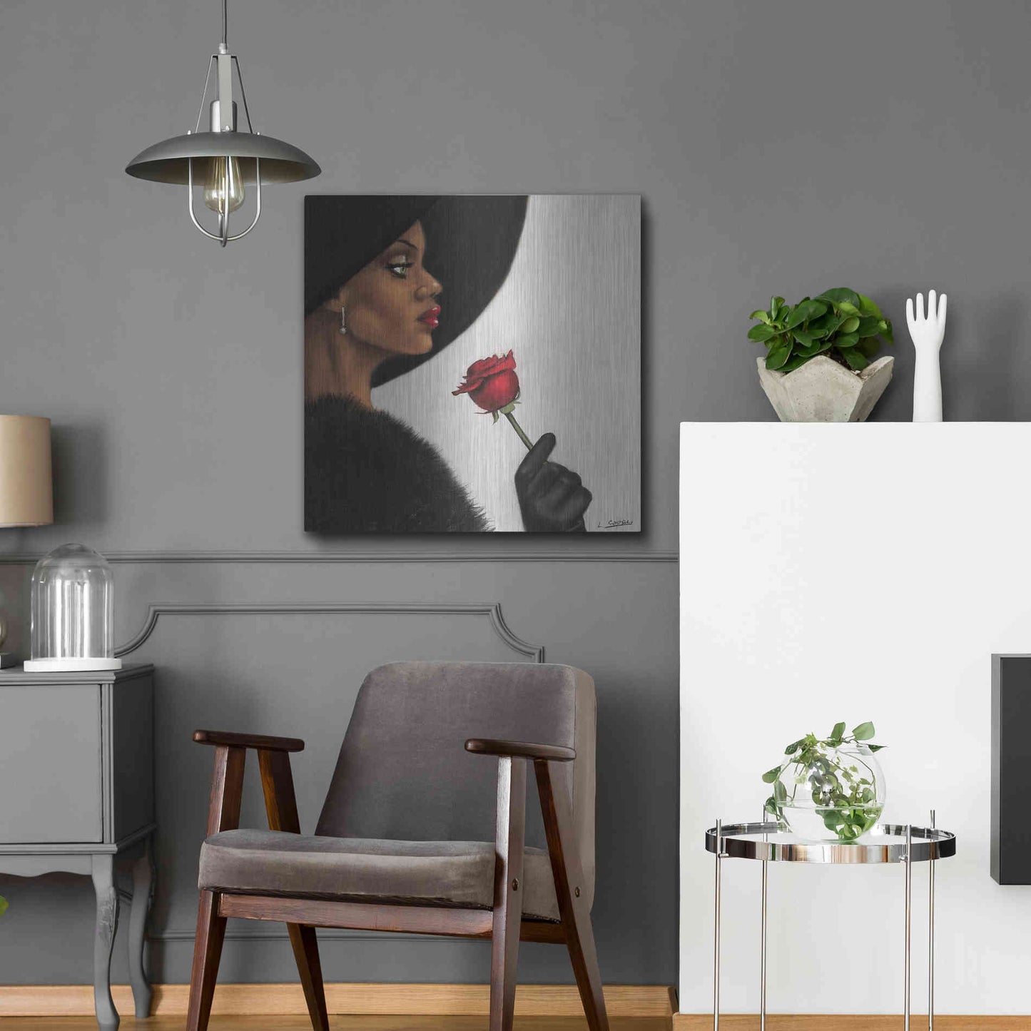 Luxe Metal Art 'Rose by Laurie Cooper Metal Wall Art,24x24