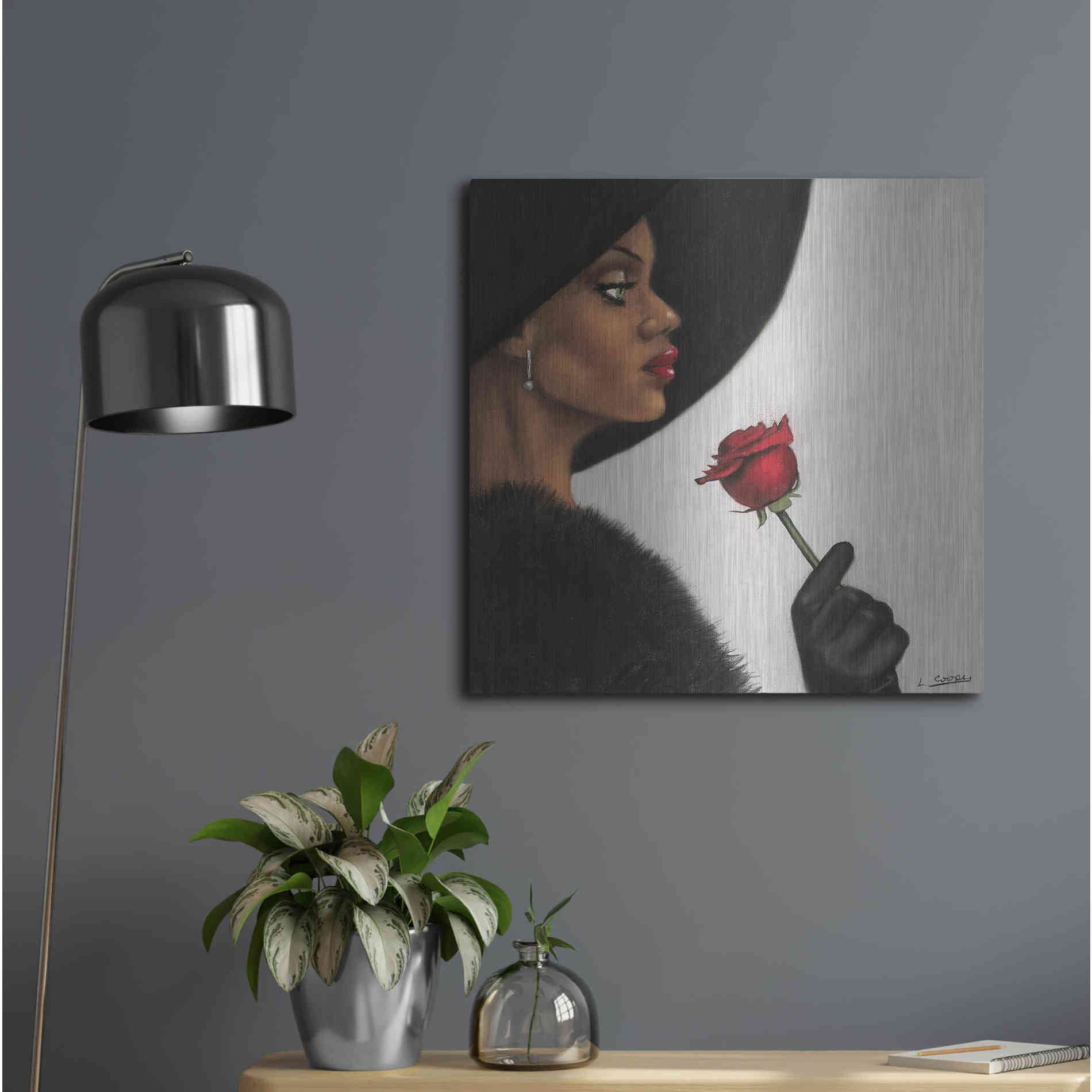 Luxe Metal Art 'Rose by Laurie Cooper Metal Wall Art,24x24