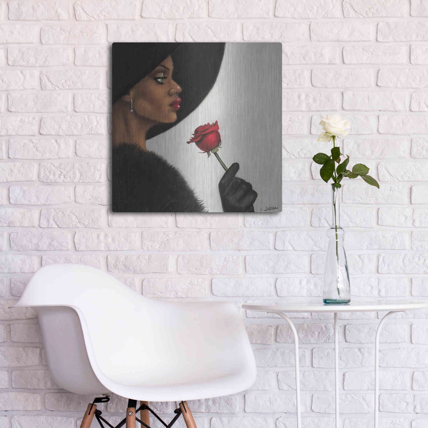 Luxe Metal Art 'Rose by Laurie Cooper Metal Wall Art,24x24