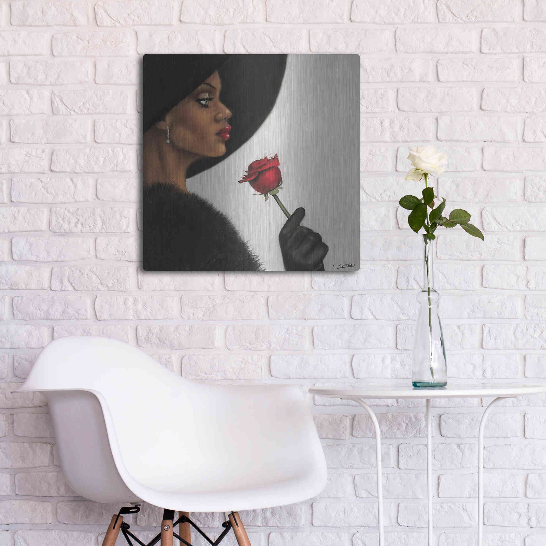 Luxe Metal Art 'Rose by Laurie Cooper Metal Wall Art,24x24