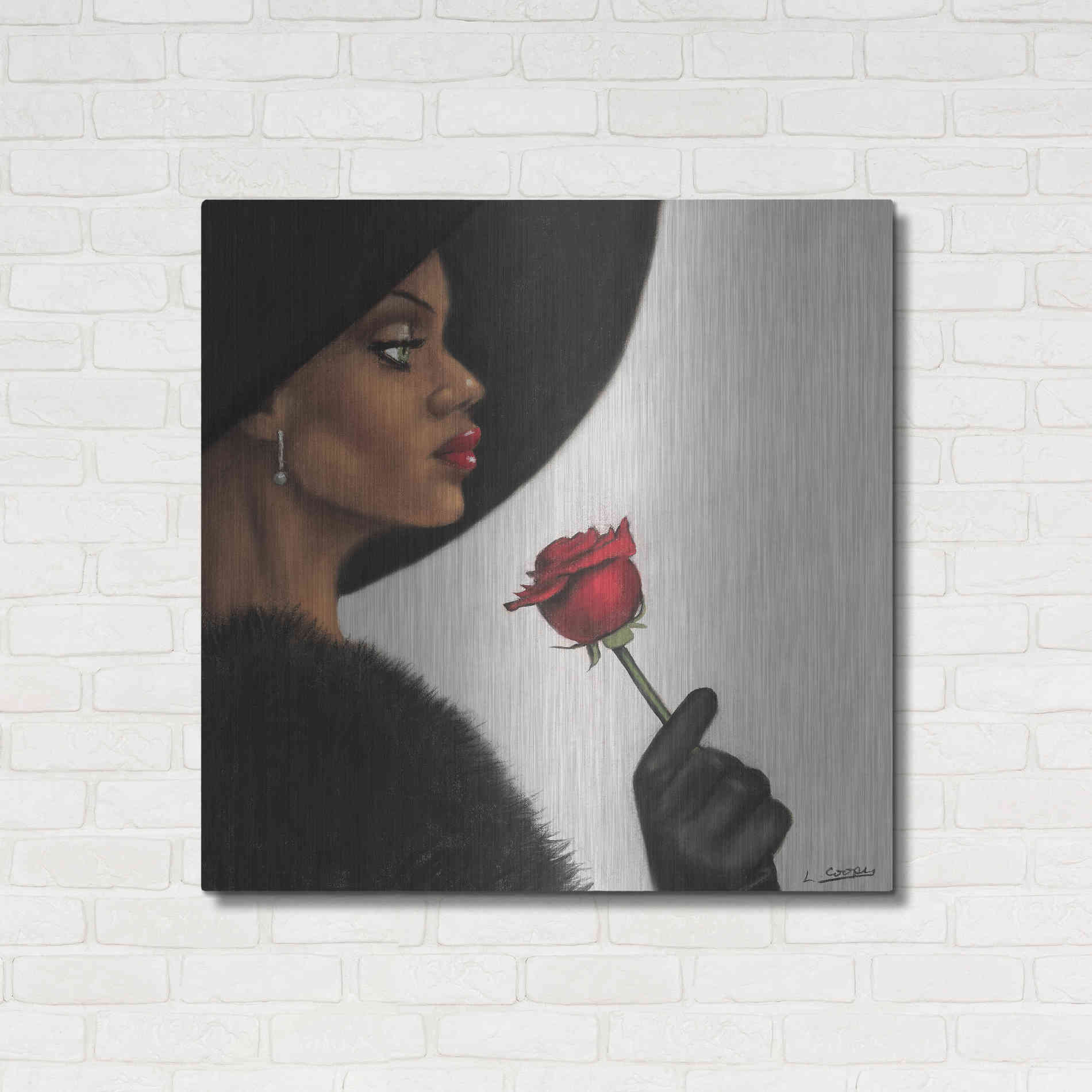 Luxe Metal Art 'Rose by Laurie Cooper Metal Wall Art,36x36
