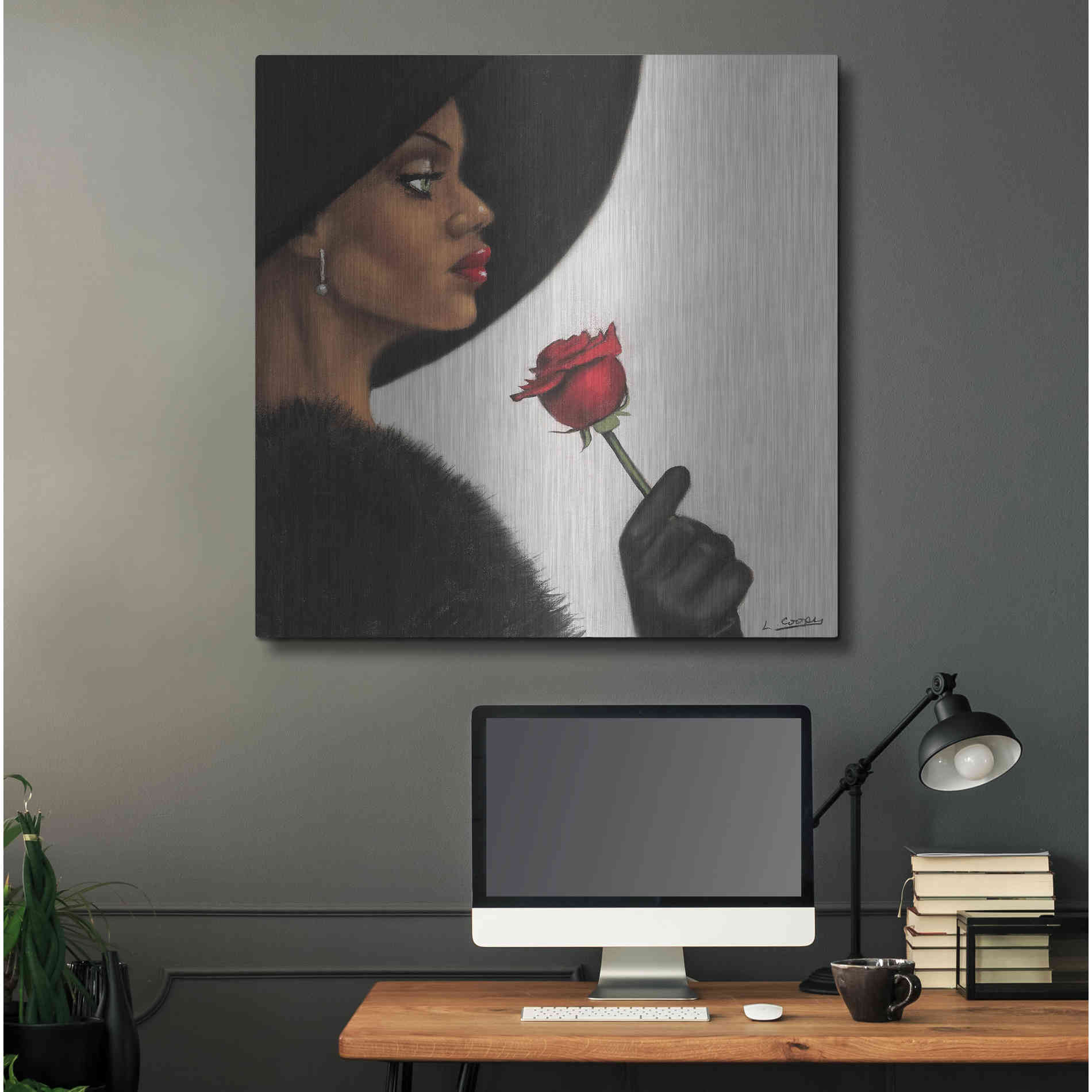 Luxe Metal Art 'Rose by Laurie Cooper Metal Wall Art,36x36