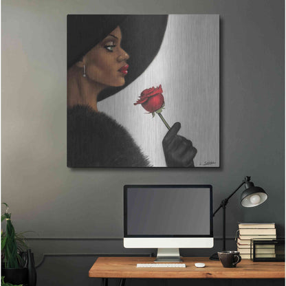 Luxe Metal Art 'Rose by Laurie Cooper Metal Wall Art,36x36