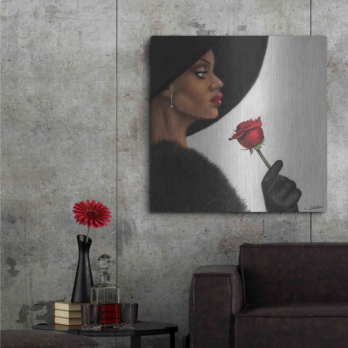 Luxe Metal Art 'Rose by Laurie Cooper Metal Wall Art,36x36