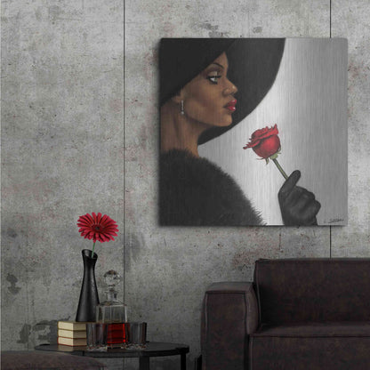 Luxe Metal Art 'Rose by Laurie Cooper Metal Wall Art,36x36