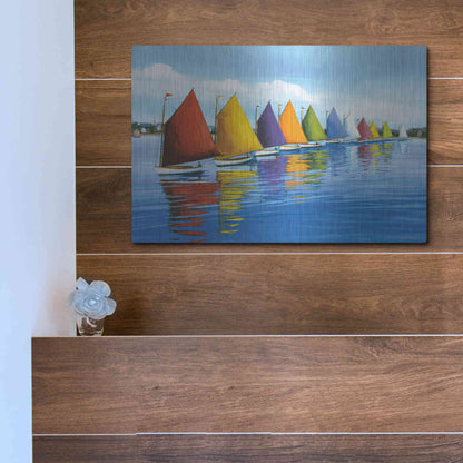 Luxe Metal Art  'Rainbow Cats'  by Sally Caldwell Fisher, Metal Wall Art,16x12