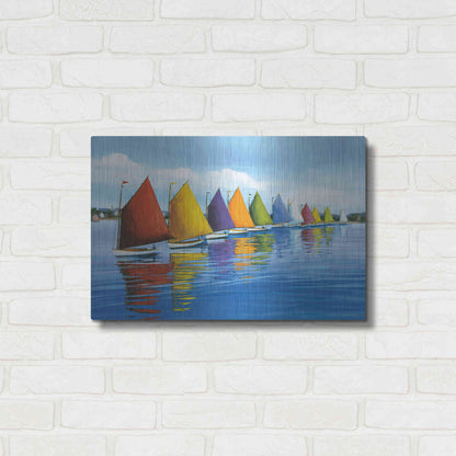 Luxe Metal Art  'Rainbow Cats'  by Sally Caldwell Fisher, Metal Wall Art,24x16