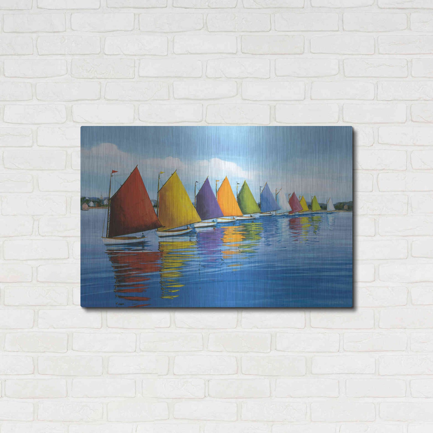 Luxe Metal Art  'Rainbow Cats'  by Sally Caldwell Fisher, Metal Wall Art,36x24