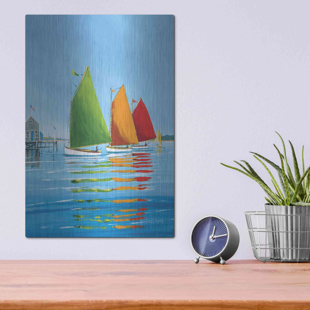 Luxe Metal Art  'Cape Cod Sail'  by Sally Caldwell Fisher, Metal Wall Art,12x16