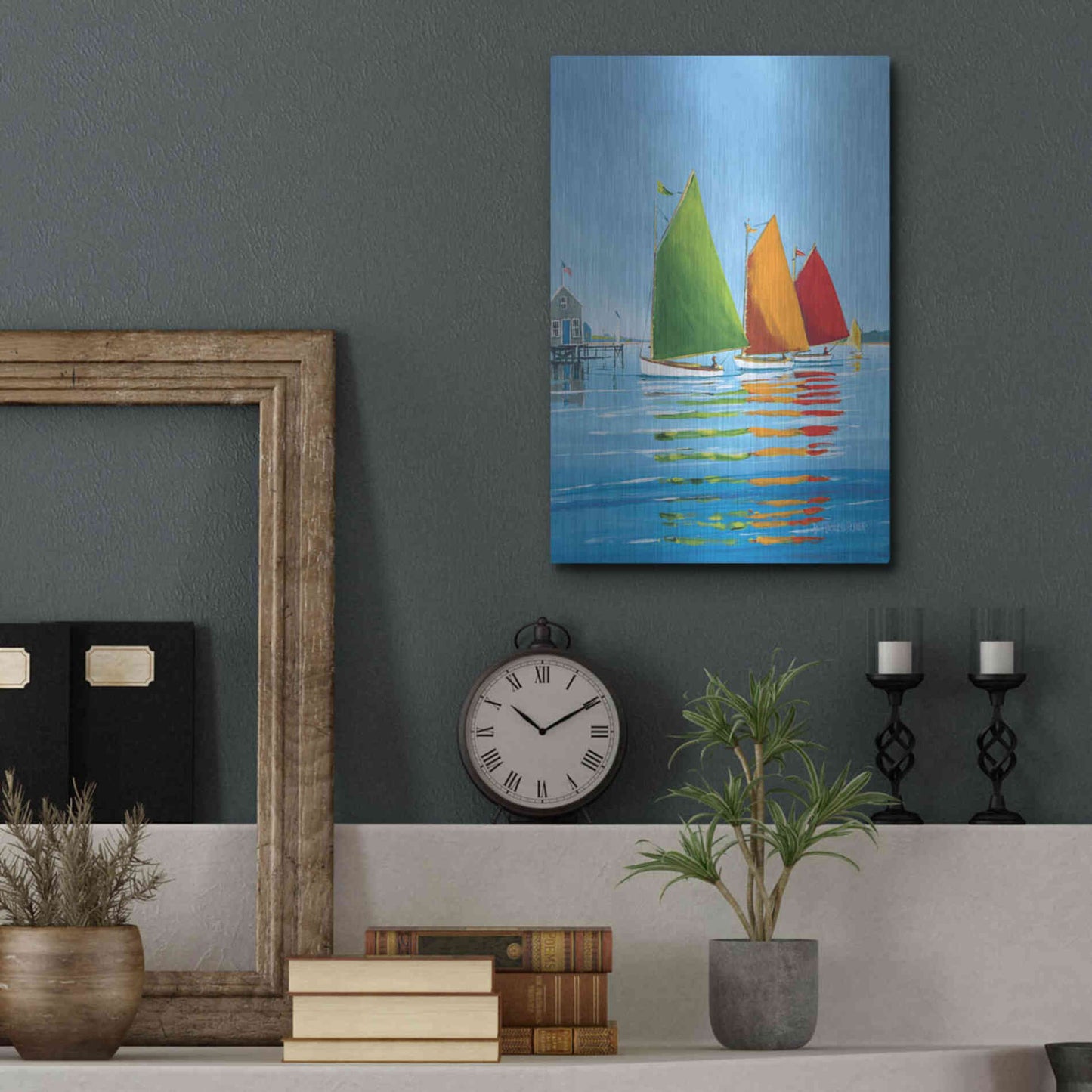 Luxe Metal Art  'Cape Cod Sail'  by Sally Caldwell Fisher, Metal Wall Art,12x16