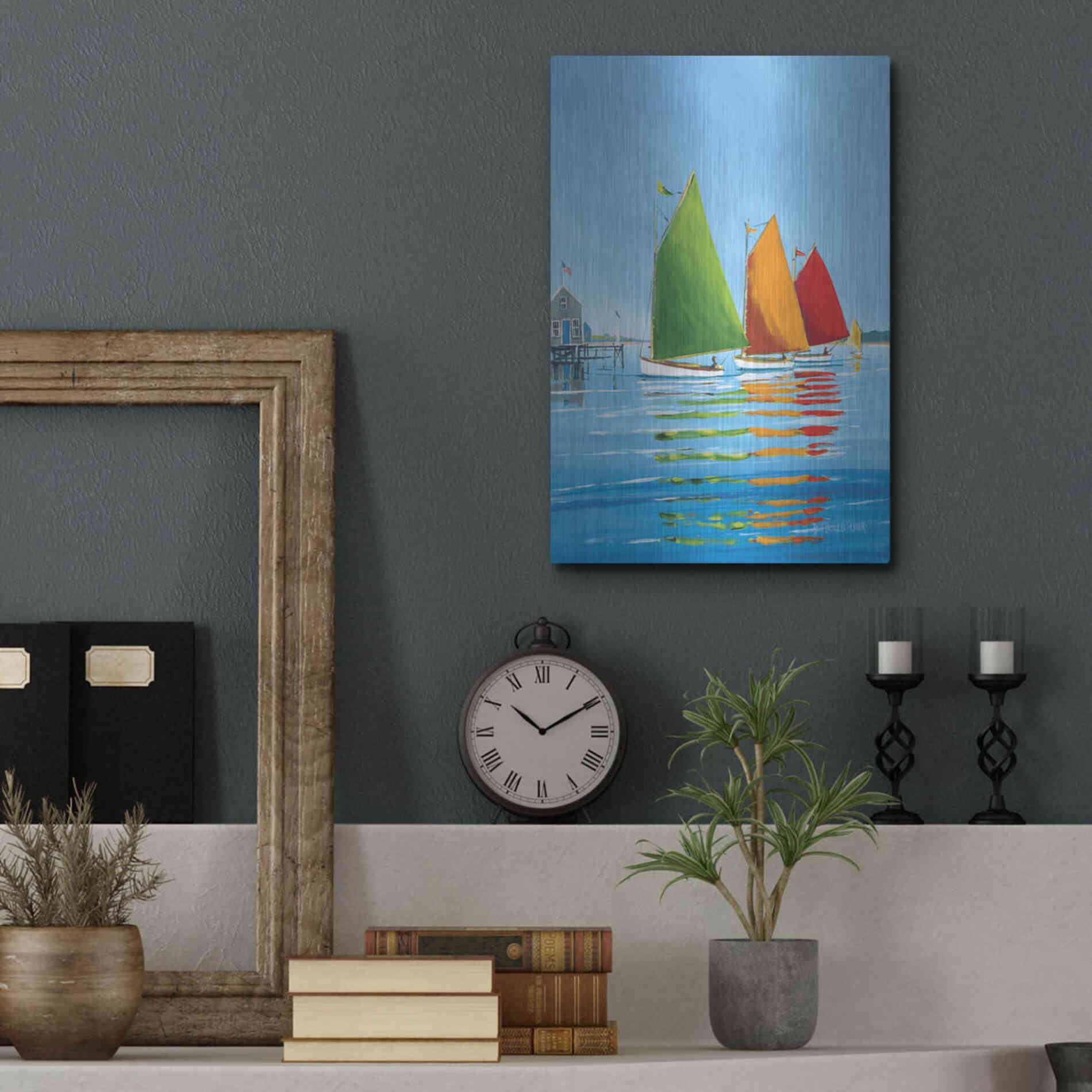 Luxe Metal Art  'Cape Cod Sail'  by Sally Caldwell Fisher, Metal Wall Art,12x16