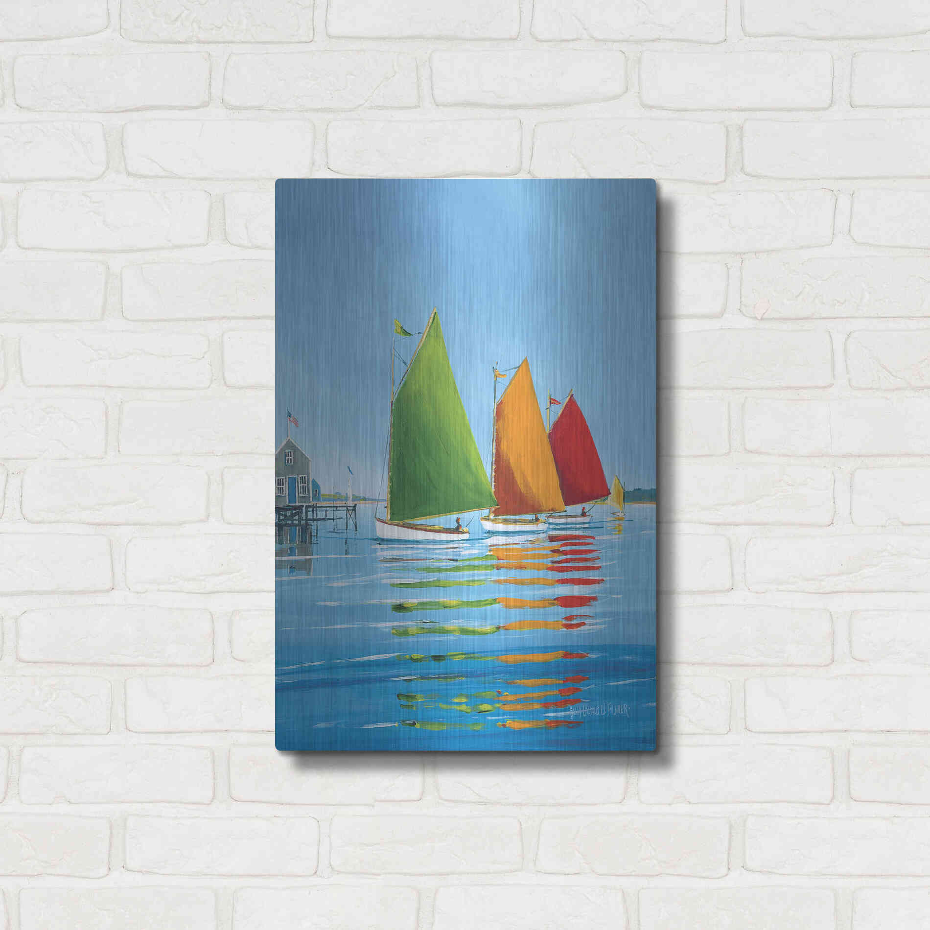 Luxe Metal Art  'Cape Cod Sail'  by Sally Caldwell Fisher, Metal Wall Art,16x24