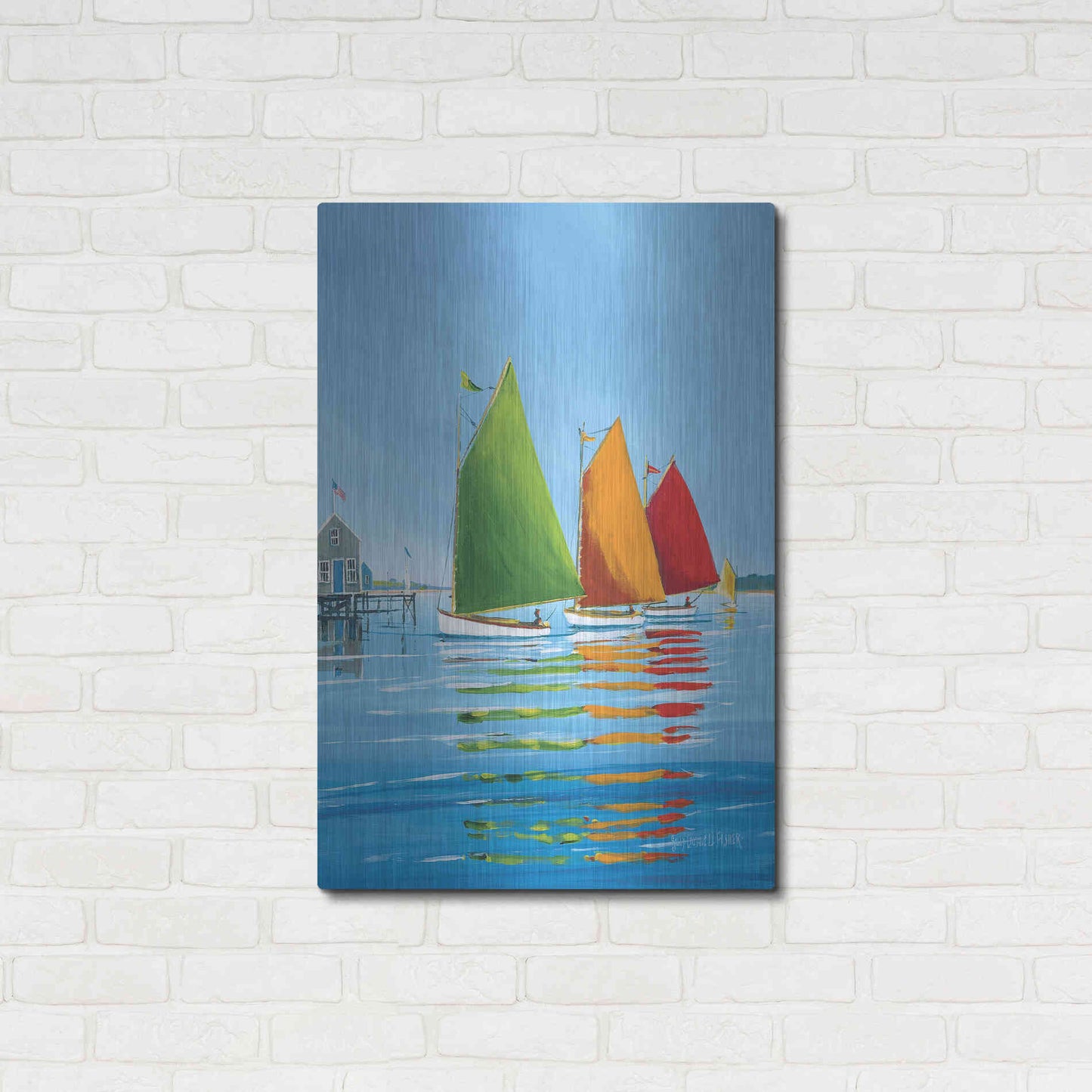 Luxe Metal Art  'Cape Cod Sail'  by Sally Caldwell Fisher, Metal Wall Art,24x36