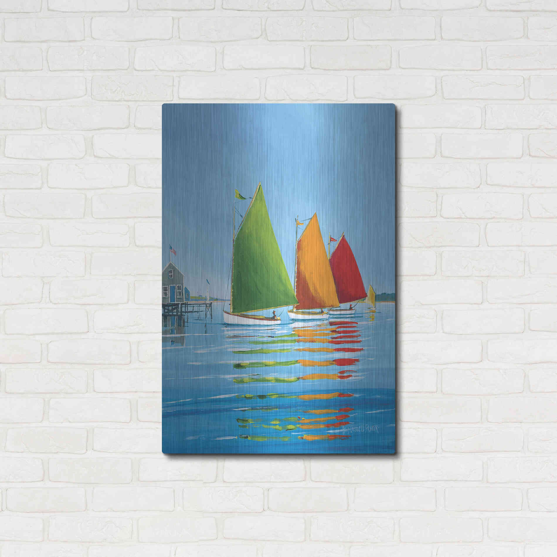 Luxe Metal Art  'Cape Cod Sail'  by Sally Caldwell Fisher, Metal Wall Art,24x36