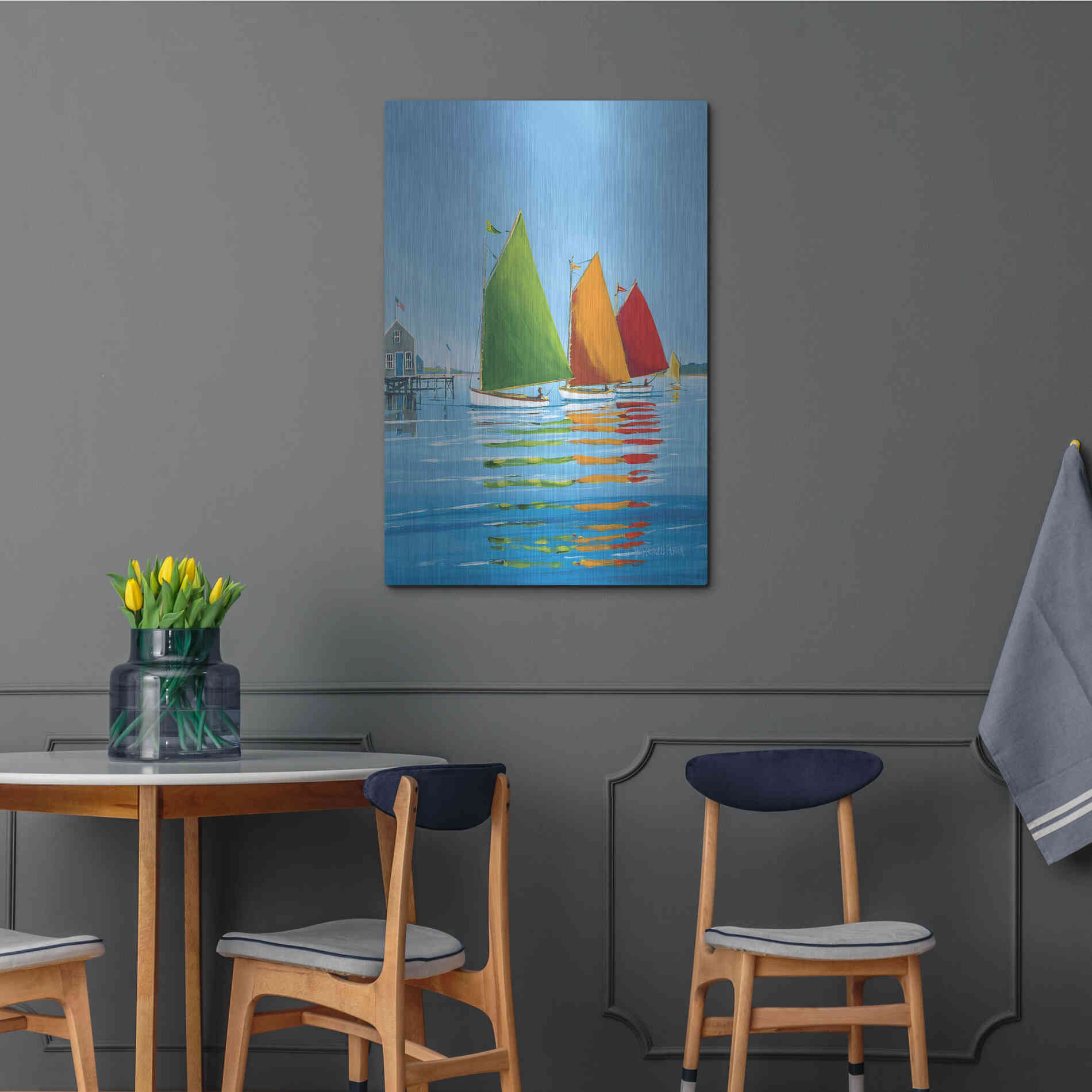 Luxe Metal Art  'Cape Cod Sail'  by Sally Caldwell Fisher, Metal Wall Art,24x36