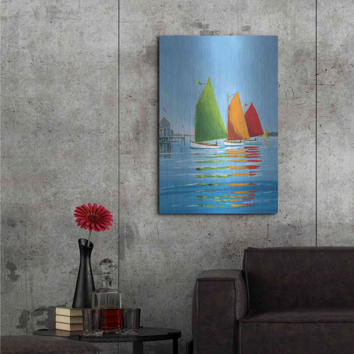 Luxe Metal Art  'Cape Cod Sail'  by Sally Caldwell Fisher, Metal Wall Art,24x36