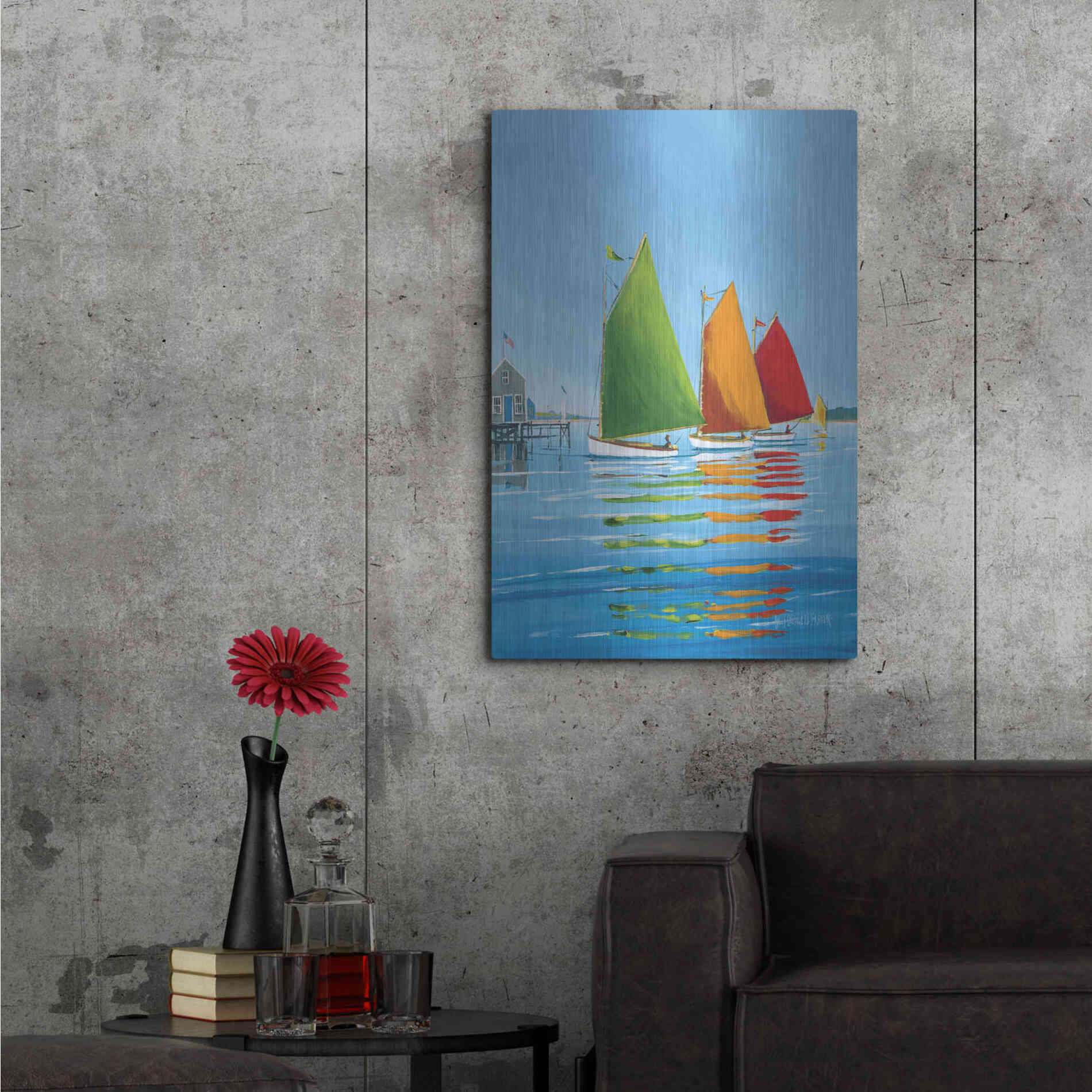 Luxe Metal Art  'Cape Cod Sail'  by Sally Caldwell Fisher, Metal Wall Art,24x36