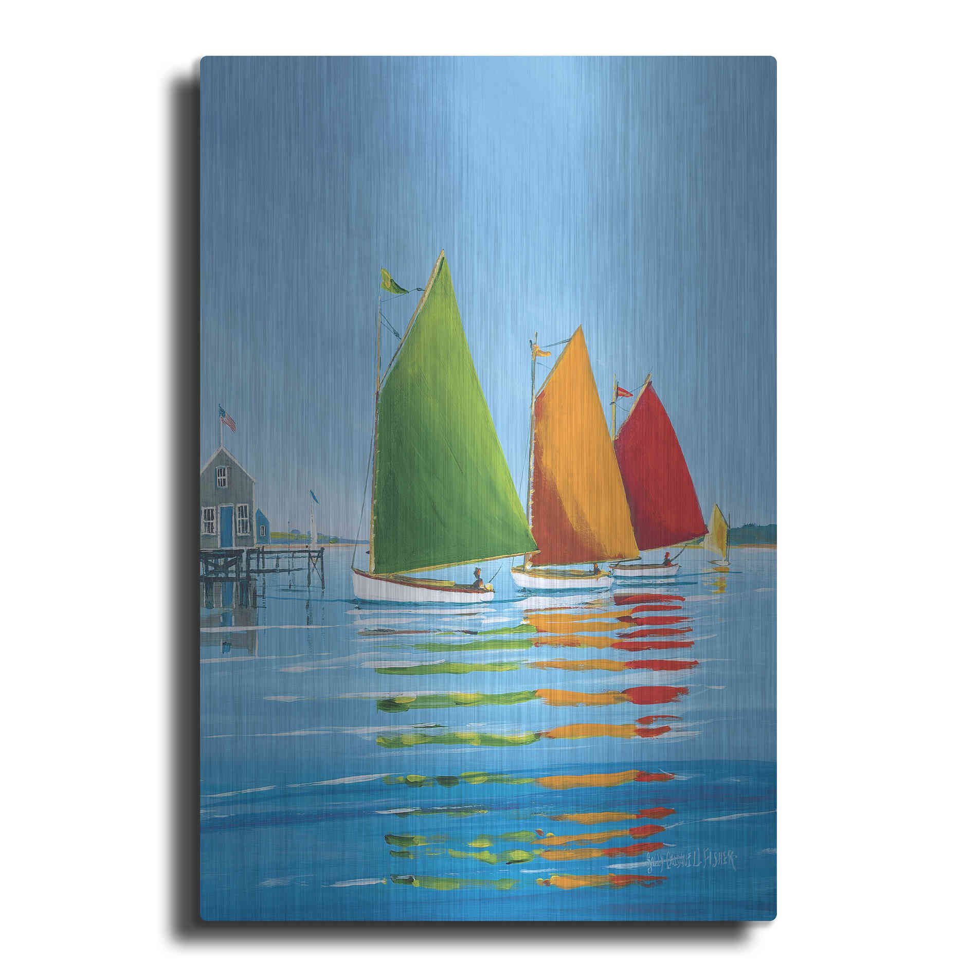 Luxe Metal Art  'Cape Cod Sail'  by Sally Caldwell Fisher, Metal Wall Art