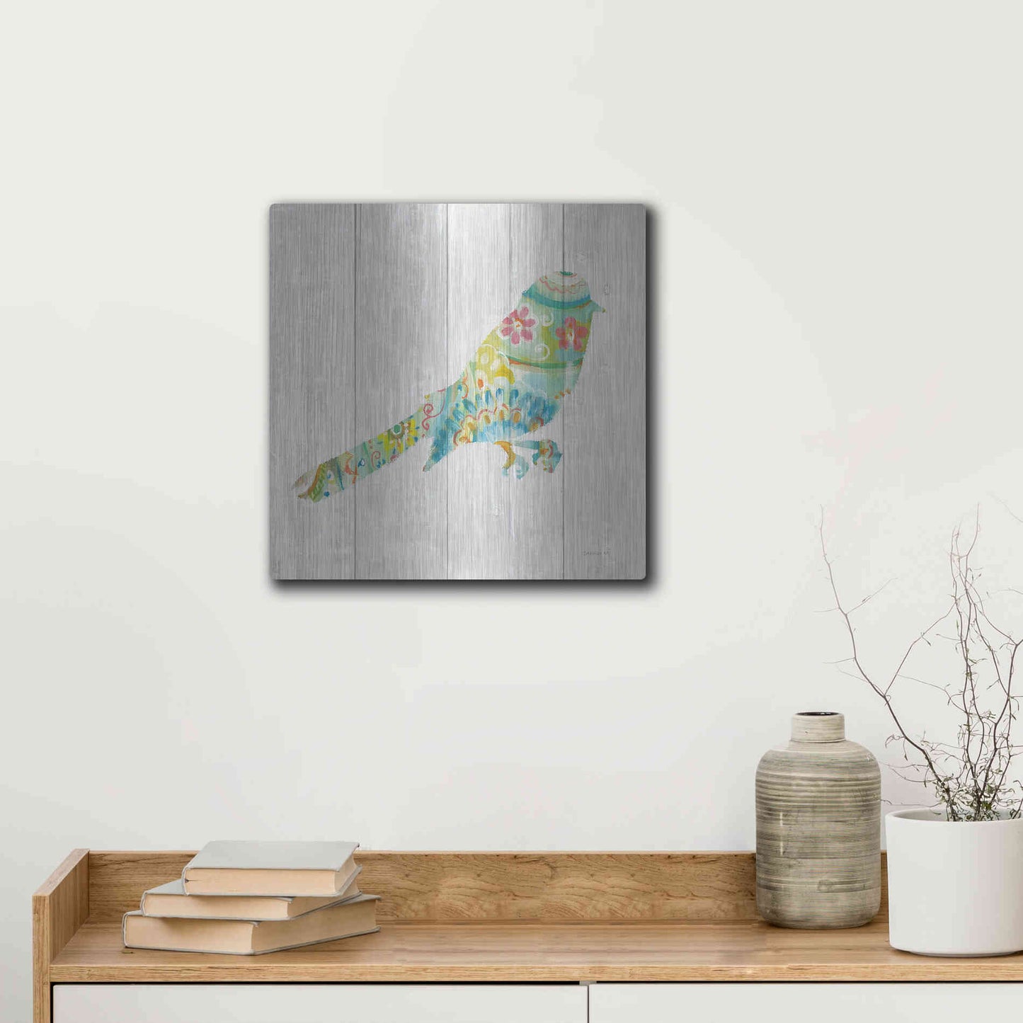 Luxe Metal Art 'Spring Dream Paisley X' by Danhui Nai, Metal Wall Art,12x12