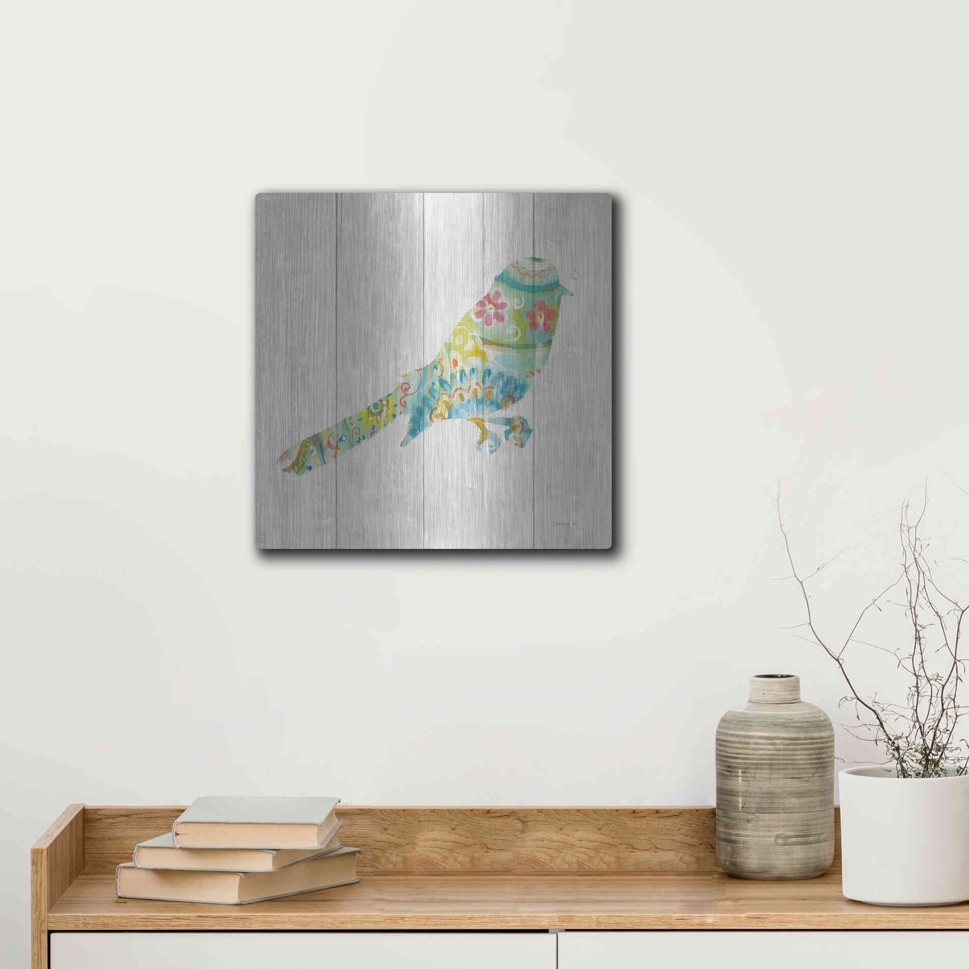 Luxe Metal Art 'Spring Dream Paisley X' by Danhui Nai, Metal Wall Art,12x12