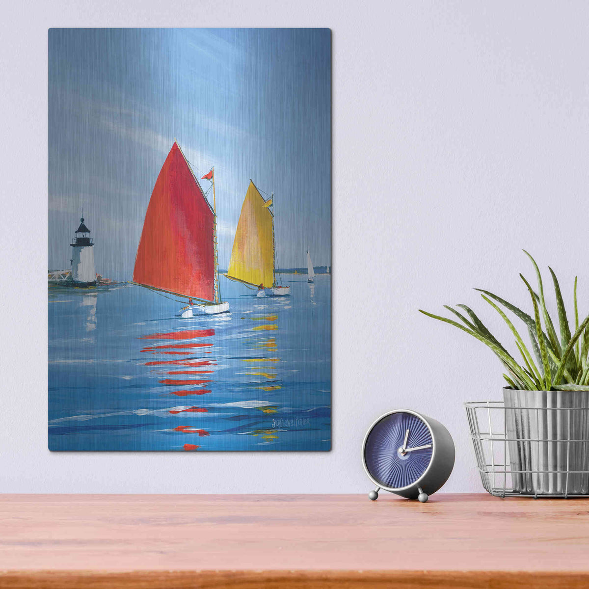 Luxe Metal Art  'Horizon Light'  by Sally Caldwell Fisher, Metal Wall Art,12x16
