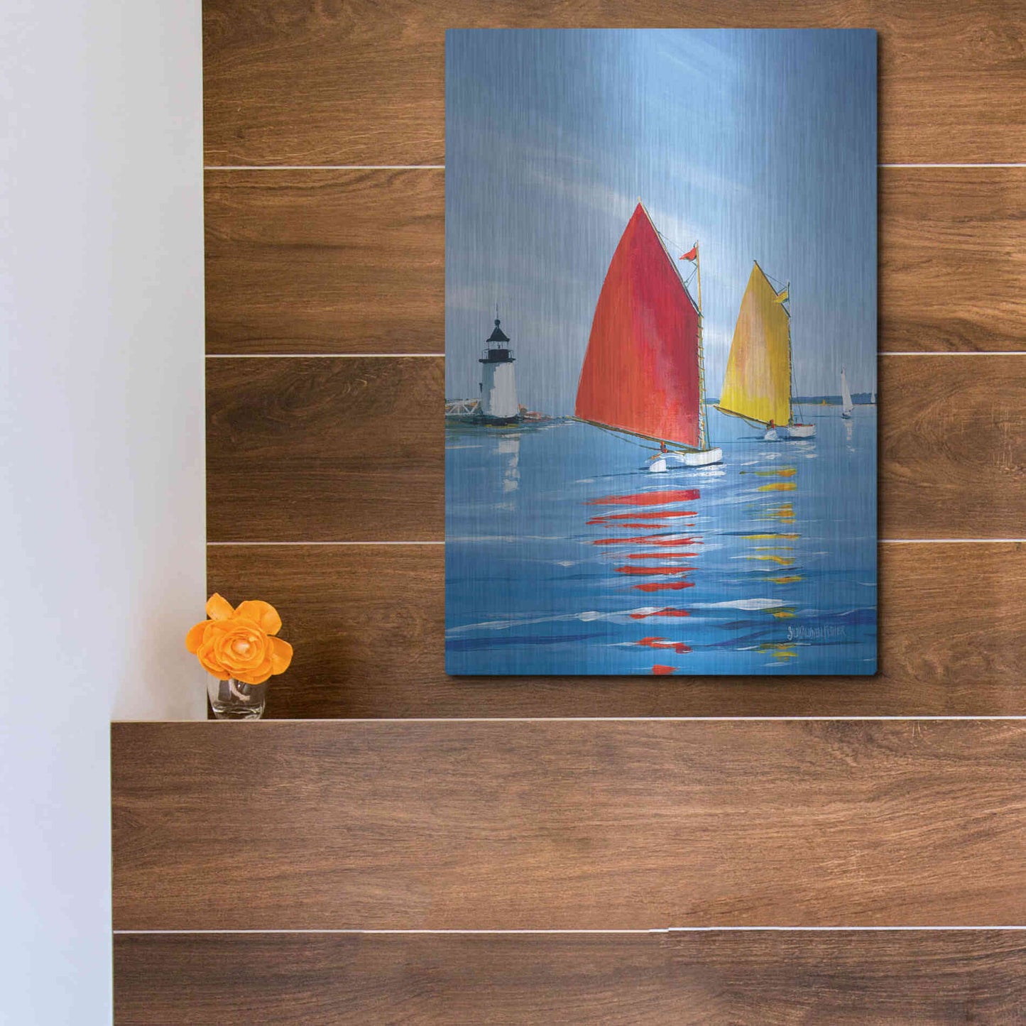 Luxe Metal Art  'Horizon Light'  by Sally Caldwell Fisher, Metal Wall Art,12x16