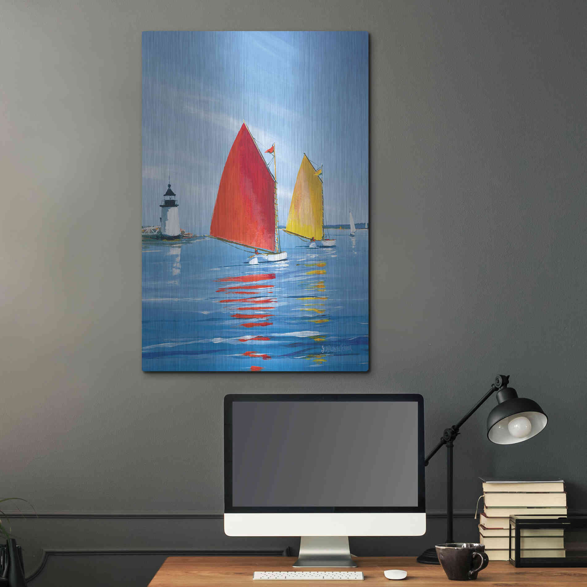 Luxe Metal Art  'Horizon Light'  by Sally Caldwell Fisher, Metal Wall Art,24x36