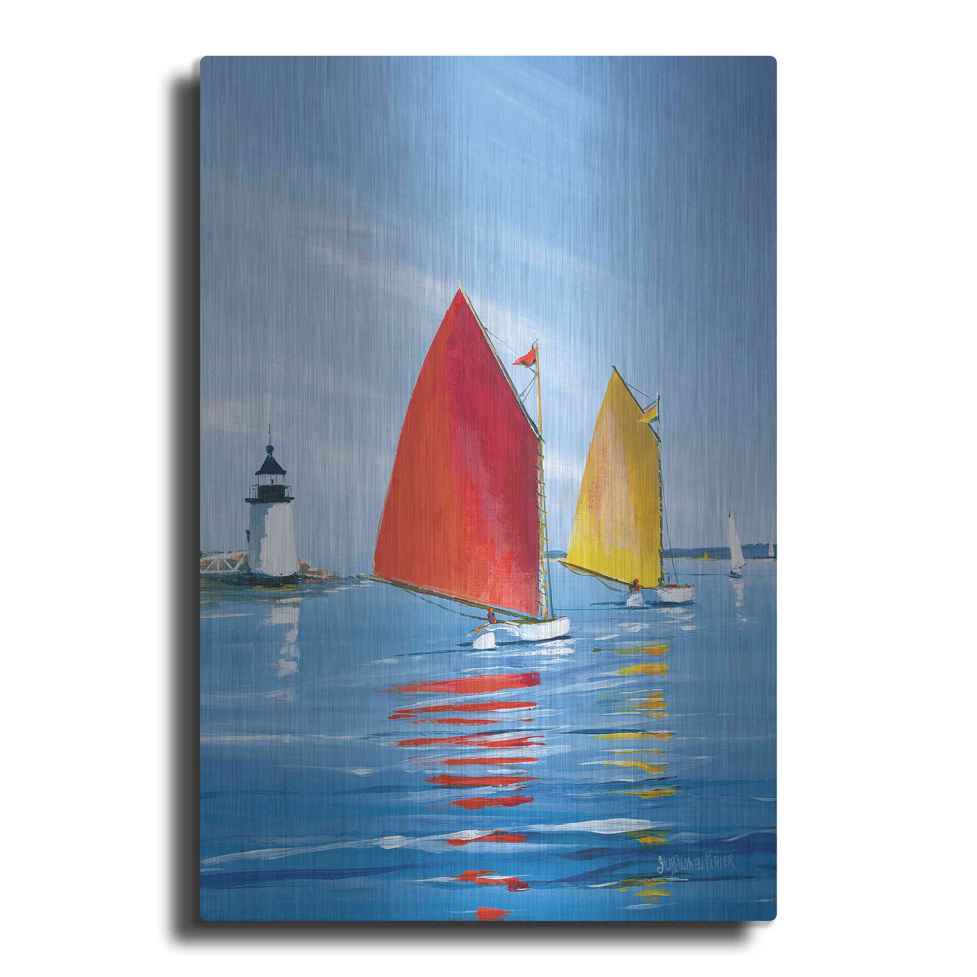 Luxe Metal Art  'Horizon Light'  by Sally Caldwell Fisher, Metal Wall Art