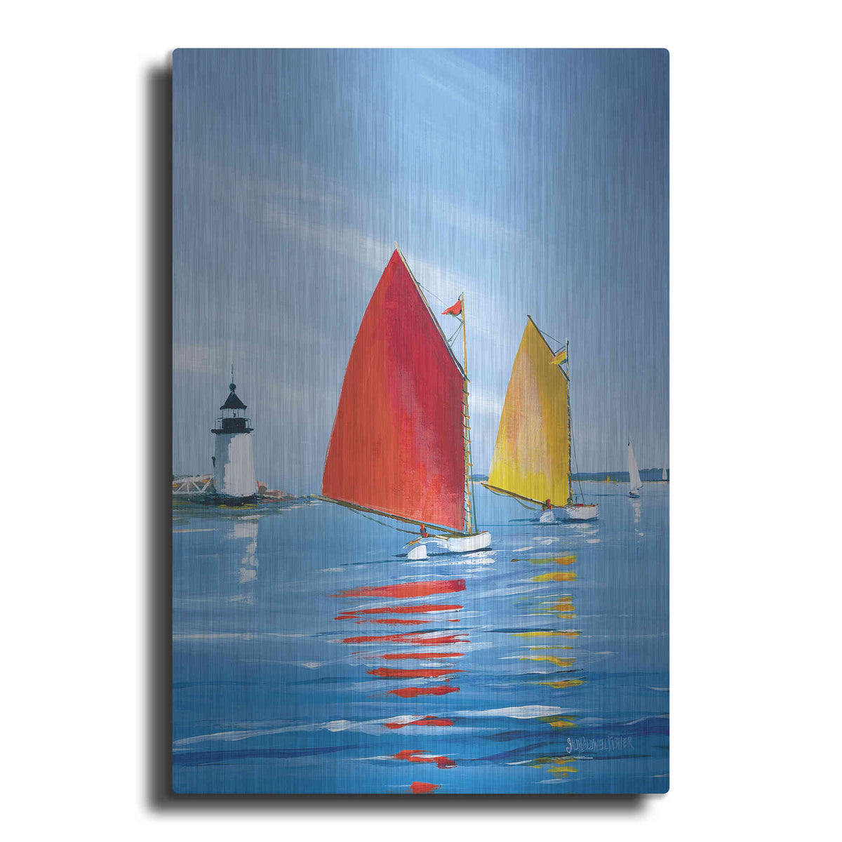 Luxe Metal Art  'Horizon Light'  by Sally Caldwell Fisher, Metal Wall Art