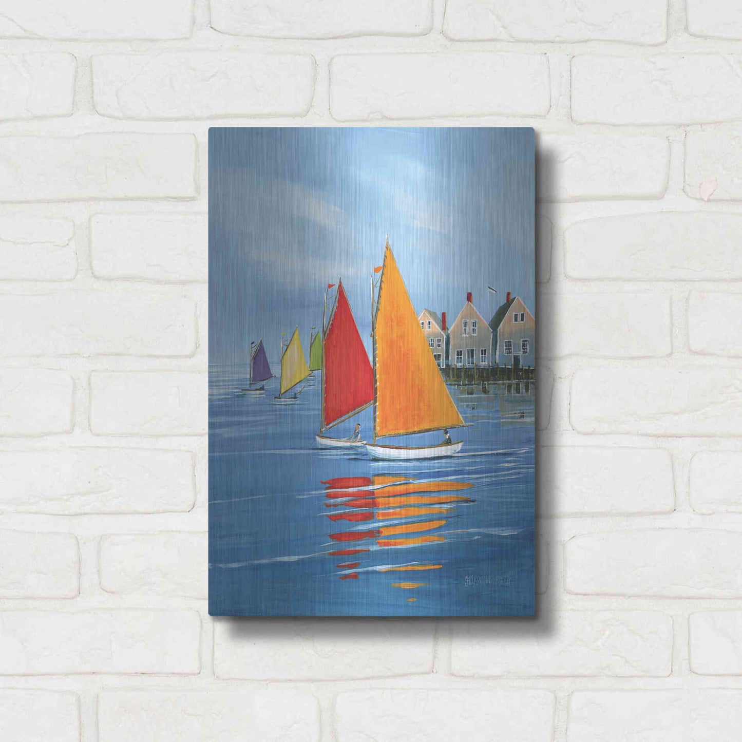 Luxe Metal Art  'Mariner’s Landing'  by Sally Caldwell Fisher, Metal Wall Art,12x16